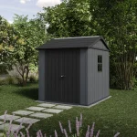Keter Newton 7 ft. W x 7 ft. D Apex Outdoor Garden Shed - Image 3