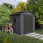 Keter Newton 7 ft. W x 7 ft. D Apex Outdoor Garden Shed - Image 2