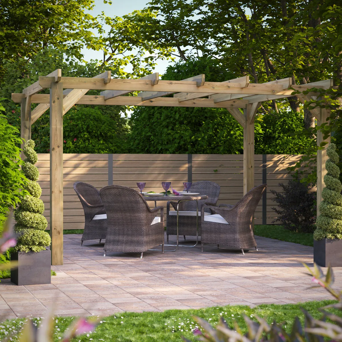 default_name-99-2.webp Powersheds 14 x 10ft Timber Pressure Treated Pergola - Image 1