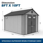 Outdoor Resin Storage Shed Waterproof Plastic Garden Shed with Lockable Door - Image 3