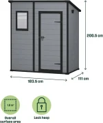 Klikstrom Senner 6x4 ft Pent Grey Shed With Floor & 1 Window - Image 5